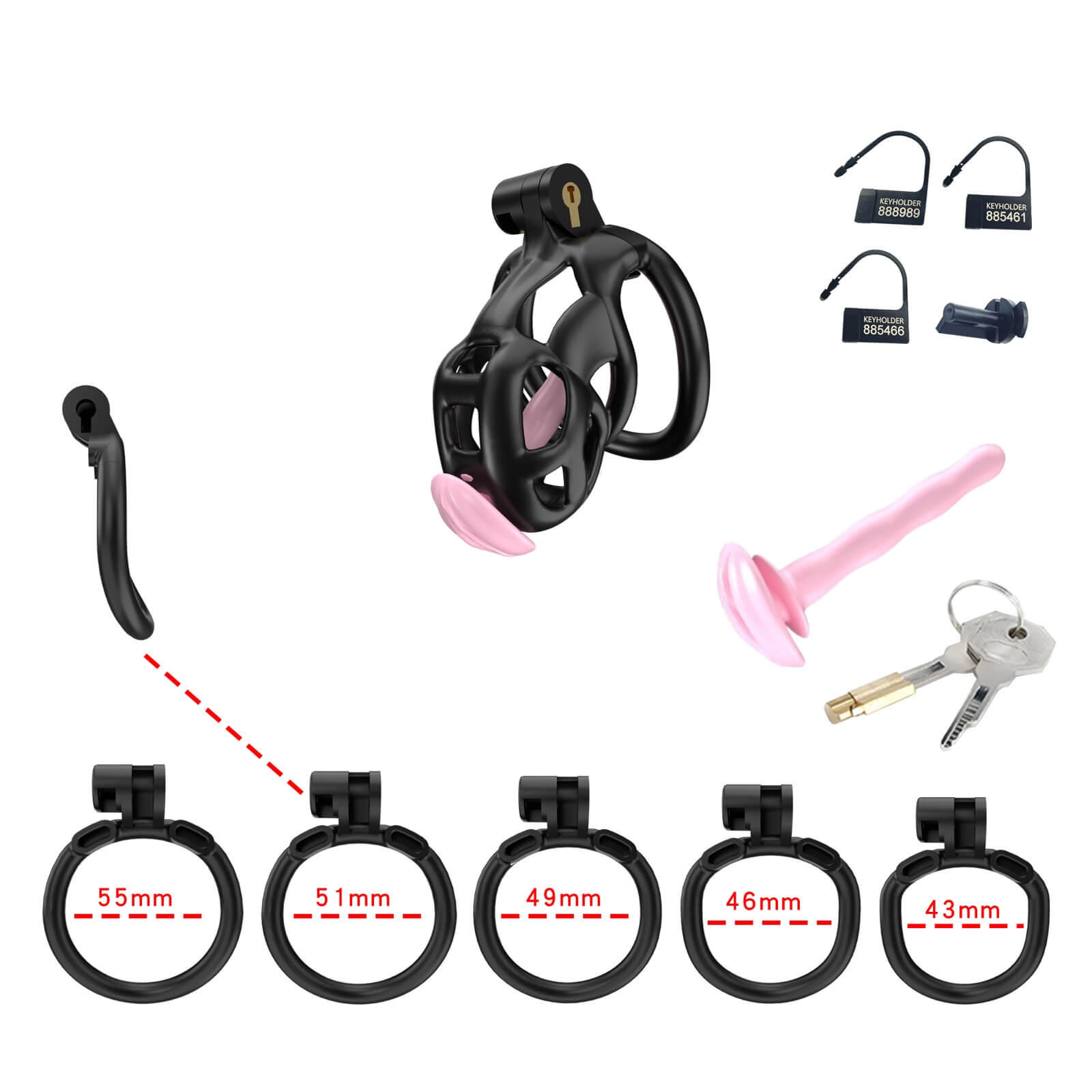 Black Cobra Nano Chastity Kit With Urethral