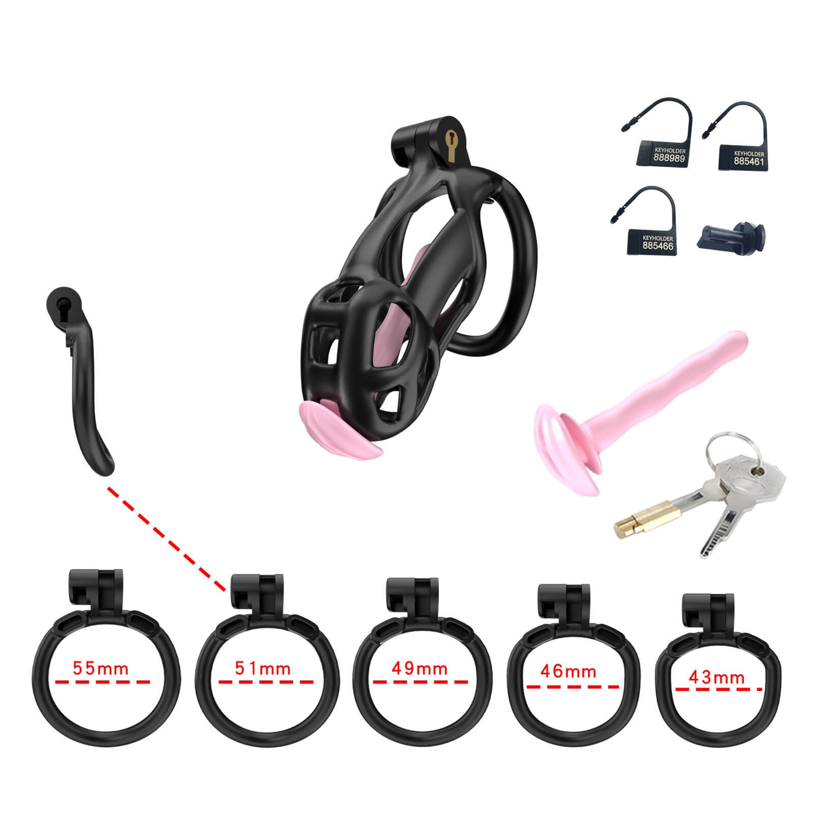 Black Cobra Small Chastity Kit With Urethral