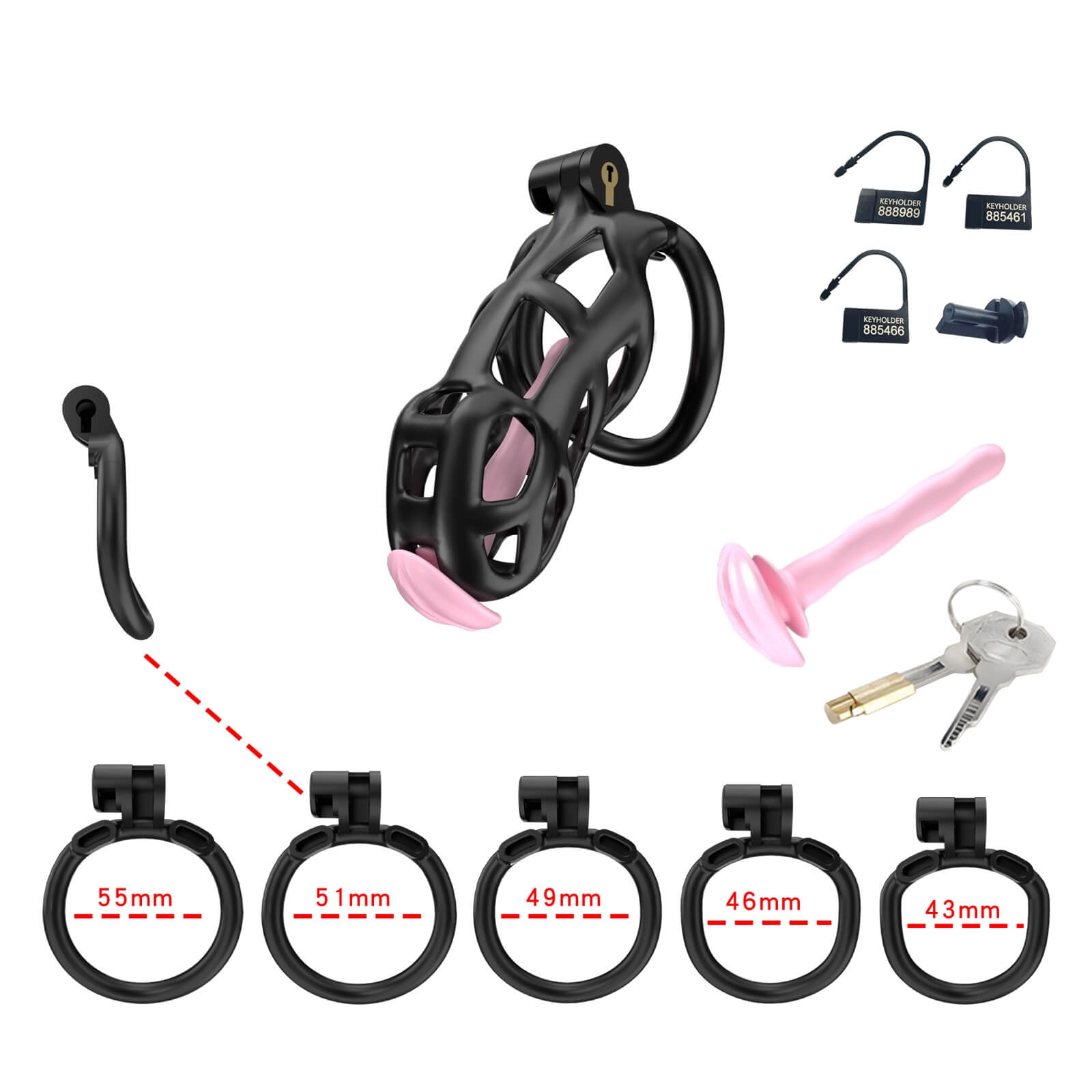 Black Cobra Standard Chastity Kit With Urethral