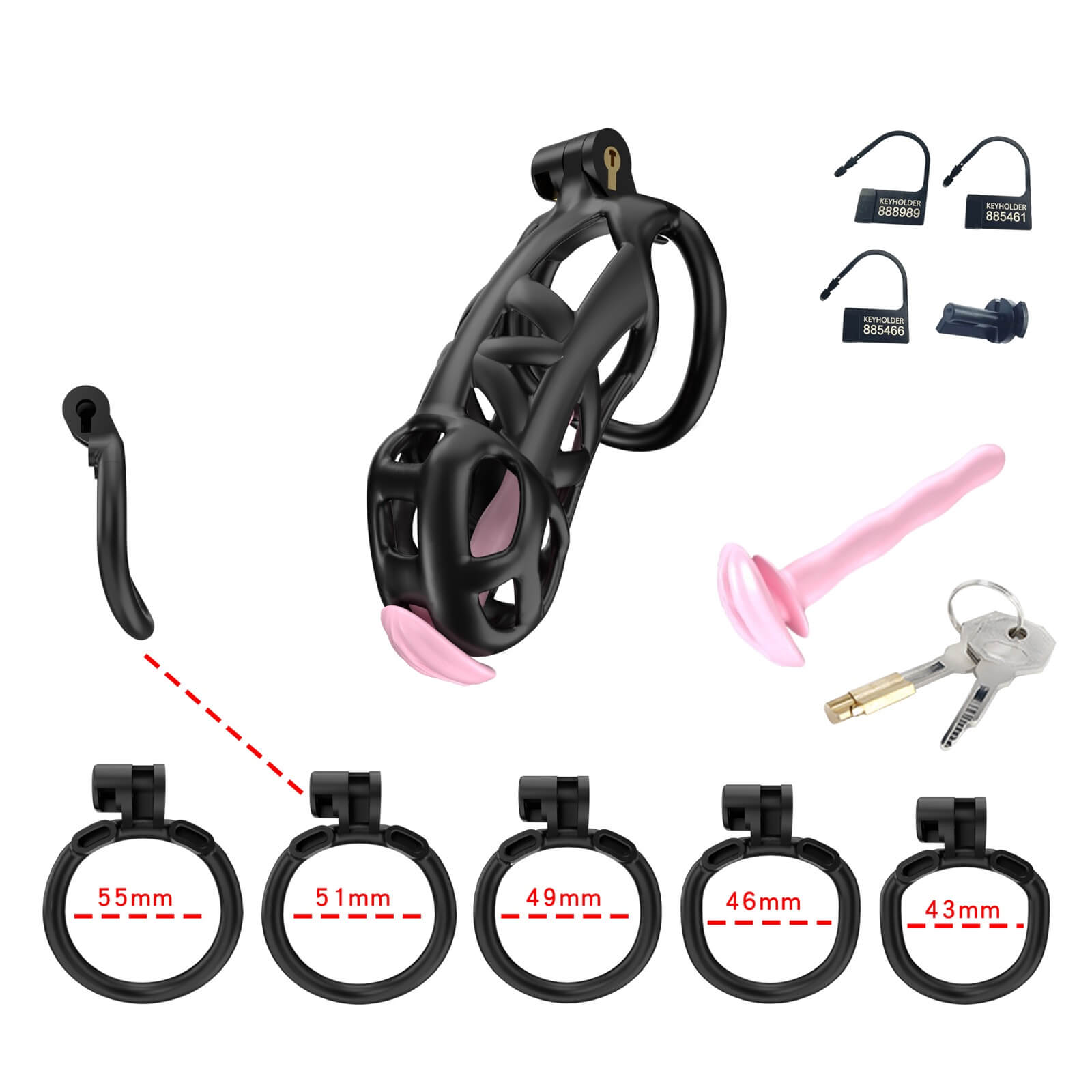 Black Cobra Maxi Chastity Kit With Urethral