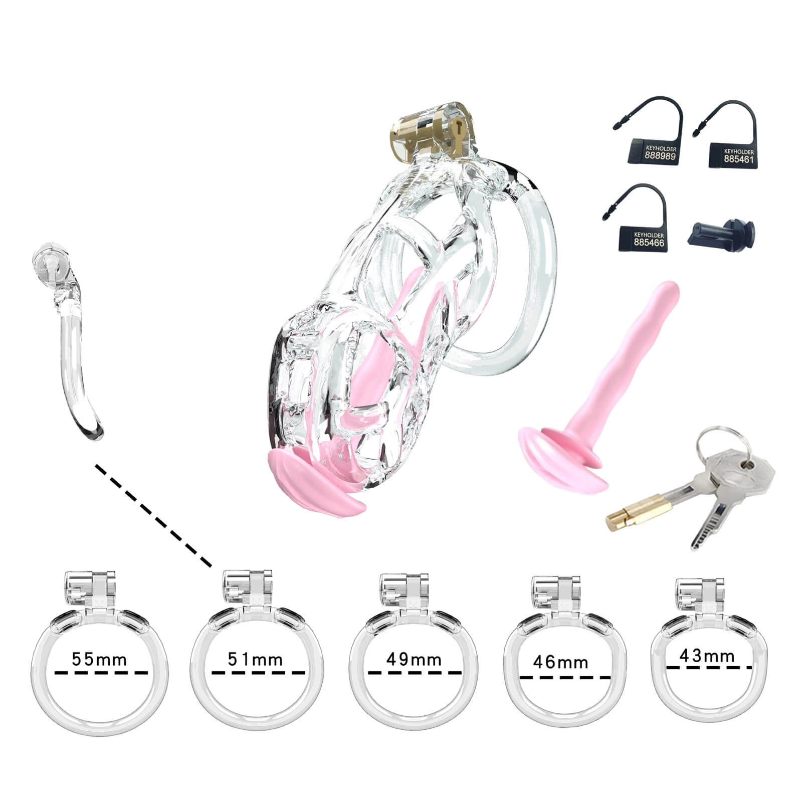 Transparent Cobra Standard Chastity Kit With Urethral