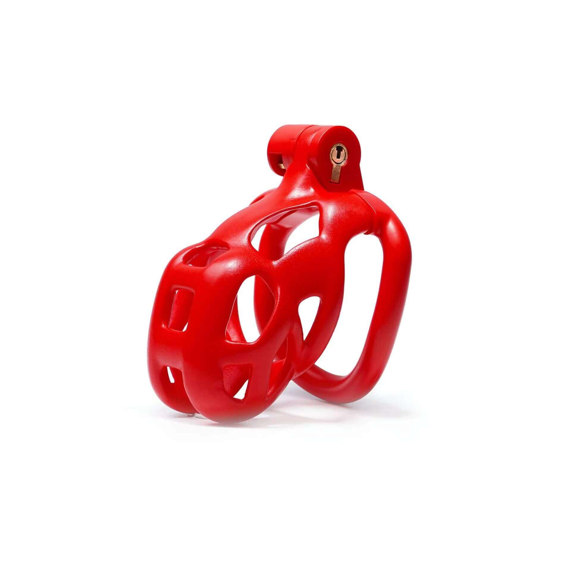 Nano Cobra Male Chastity Cage with 4 Rings Red
