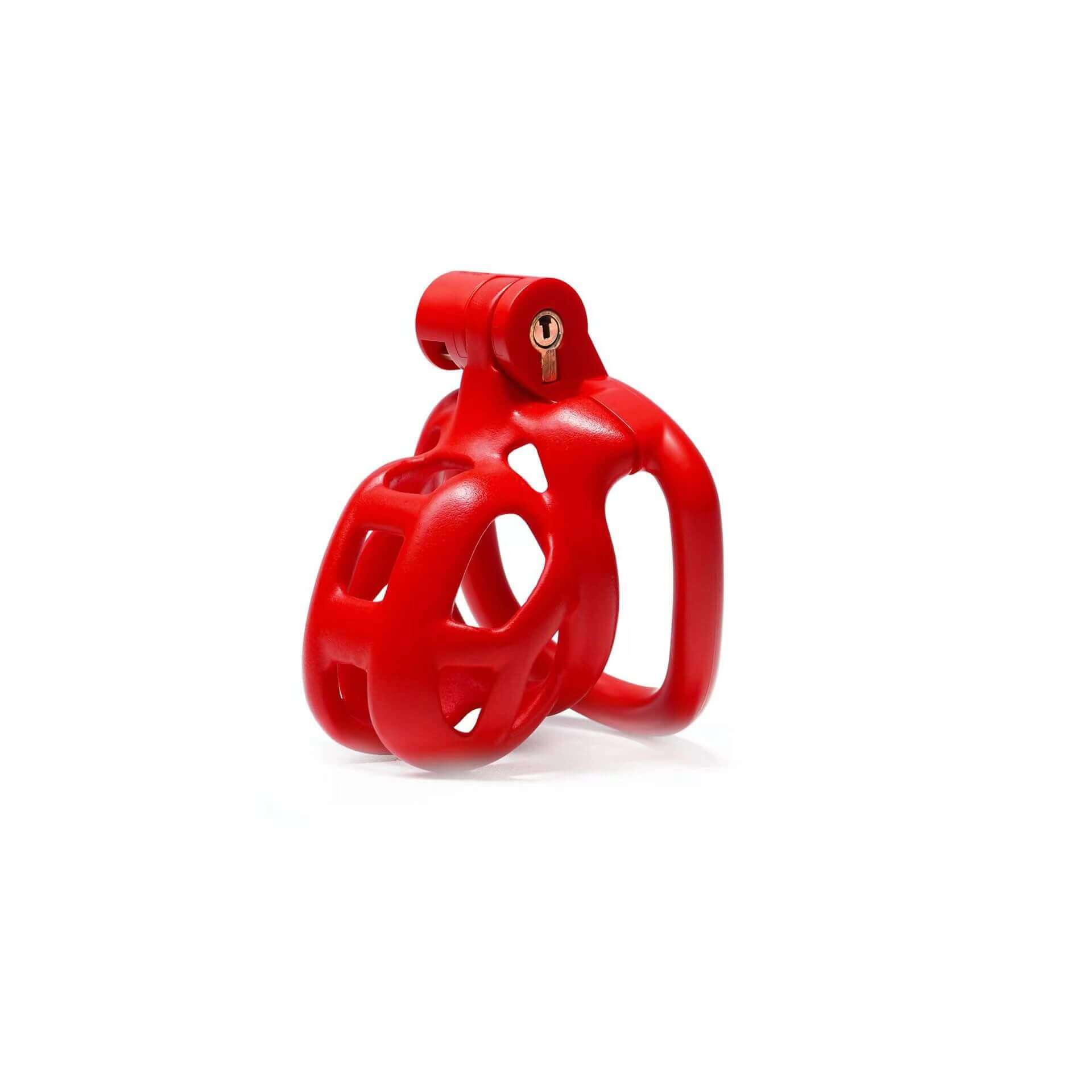 Nub Cobra Male Chastity Cage with 4 Rings Red