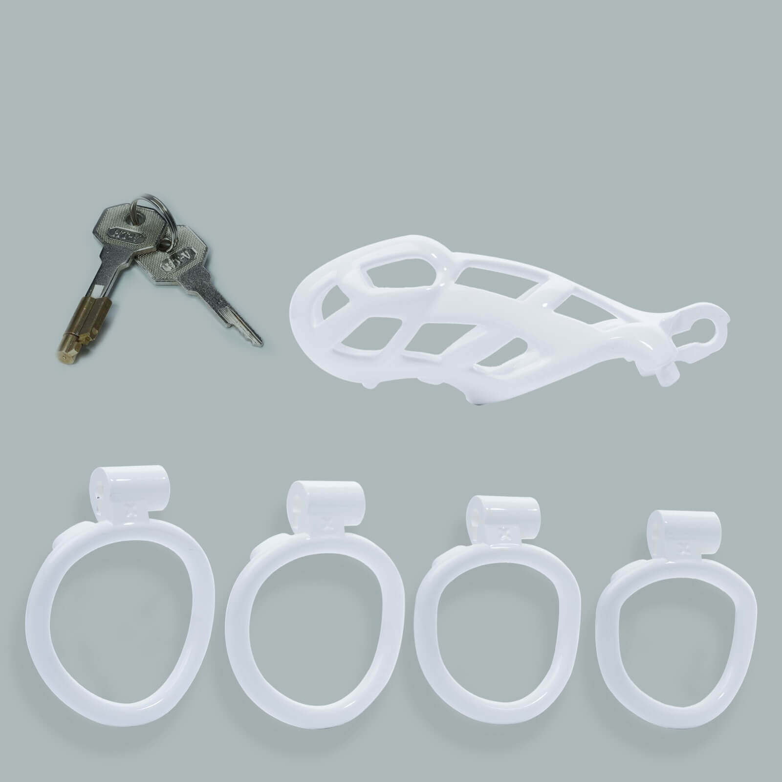 Small Cobra Male Chastity Cage With 4 Rings White