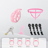 Invisible Pink Cobra Chastity Cage With Silicone Ring 5