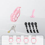 Invisible Pink Cobra Chastity Cage With Silicone Ring 6