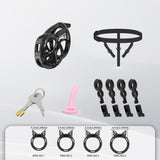 Invisible Black Cobra Chastity Cage With Silicone Ring 6