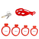 Small Red Cobra Male Chastity Cage with 4 Rings