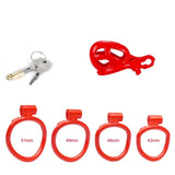 Nub Red Cobra Male Chastity Cage with 4 Rings