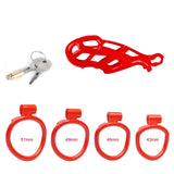 Standard Red Cobra Male Chastity Cage with 4 Rings