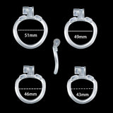 Nano Silver Cobra Male Chastity Cage With 4 Rings