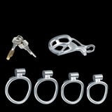 Nano Silver Cobra Male Chastity Cage With 4 Rings