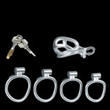 Nub Silver Cobra Male Chastity Cage With 4 Rings