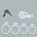 Nub White Cobra Male Chastity Cage With 4 Rings