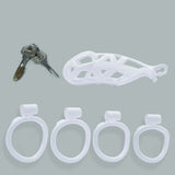 Maxi White Cobra Male Chastity Cage With 4 Rings